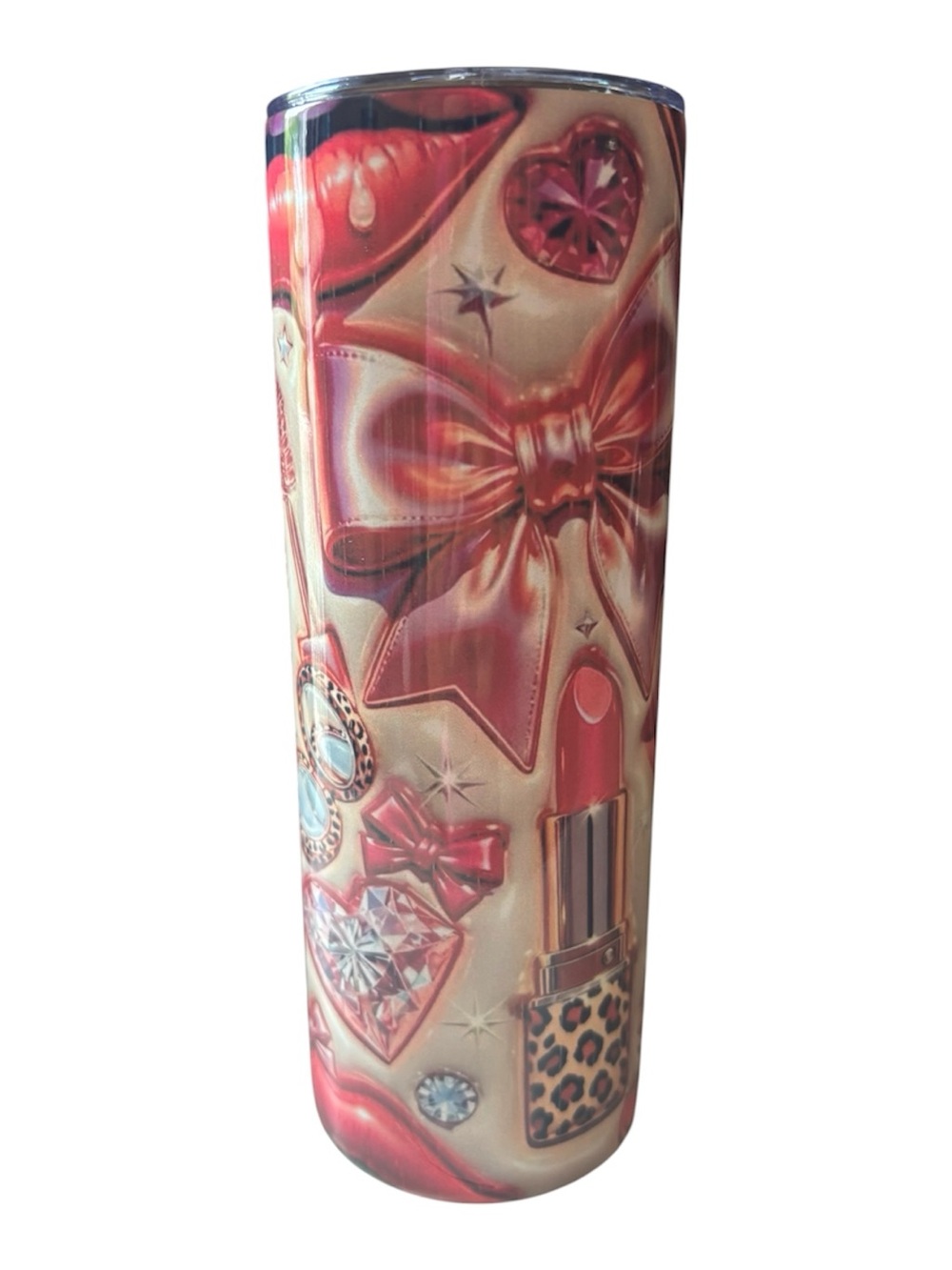 BUY NOW Pink Bow & Lipstick Pattern 20oz Stainless Steel Tumbler